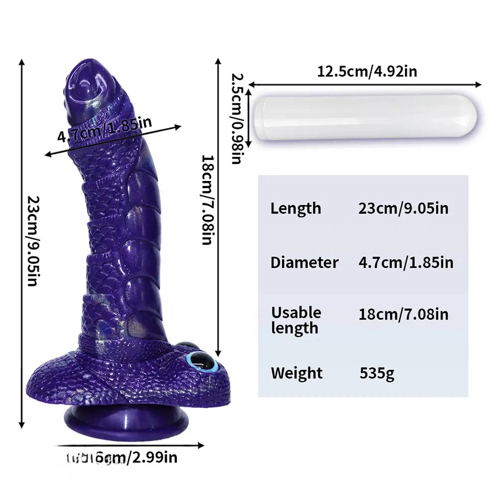 9.05in Dragon Scale Armor Animal Vibrating Dildo With Tapered Head