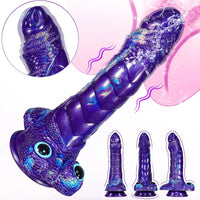 9.05in Dragon Scale Armor Animal Vibrating Dildo With Tapered Head
