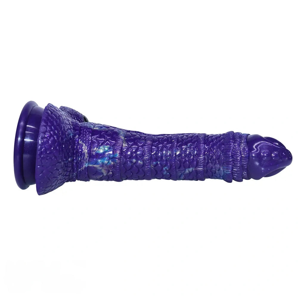 9.05in Dragon Scale Armor Animal Vibrating Dildo With Tapered Head