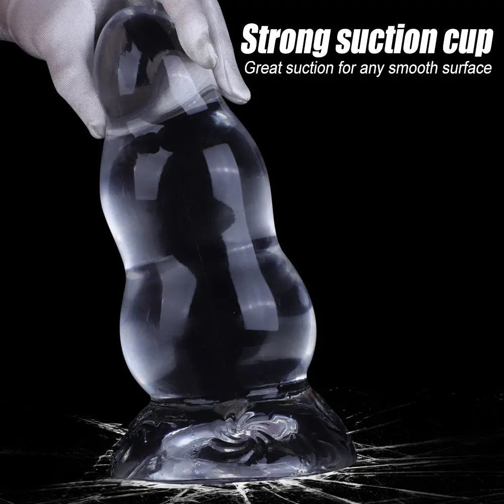 9.05in Giant TPE Beads Transparent Jelly Soft Big Female Dildo
