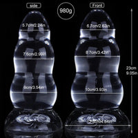 9.05in Giant TPE Beads Transparent Jelly Soft Big Female Dildo