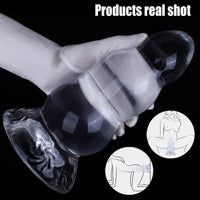 9.05in Giant TPE Beads Transparent Jelly Soft Big Female Dildo