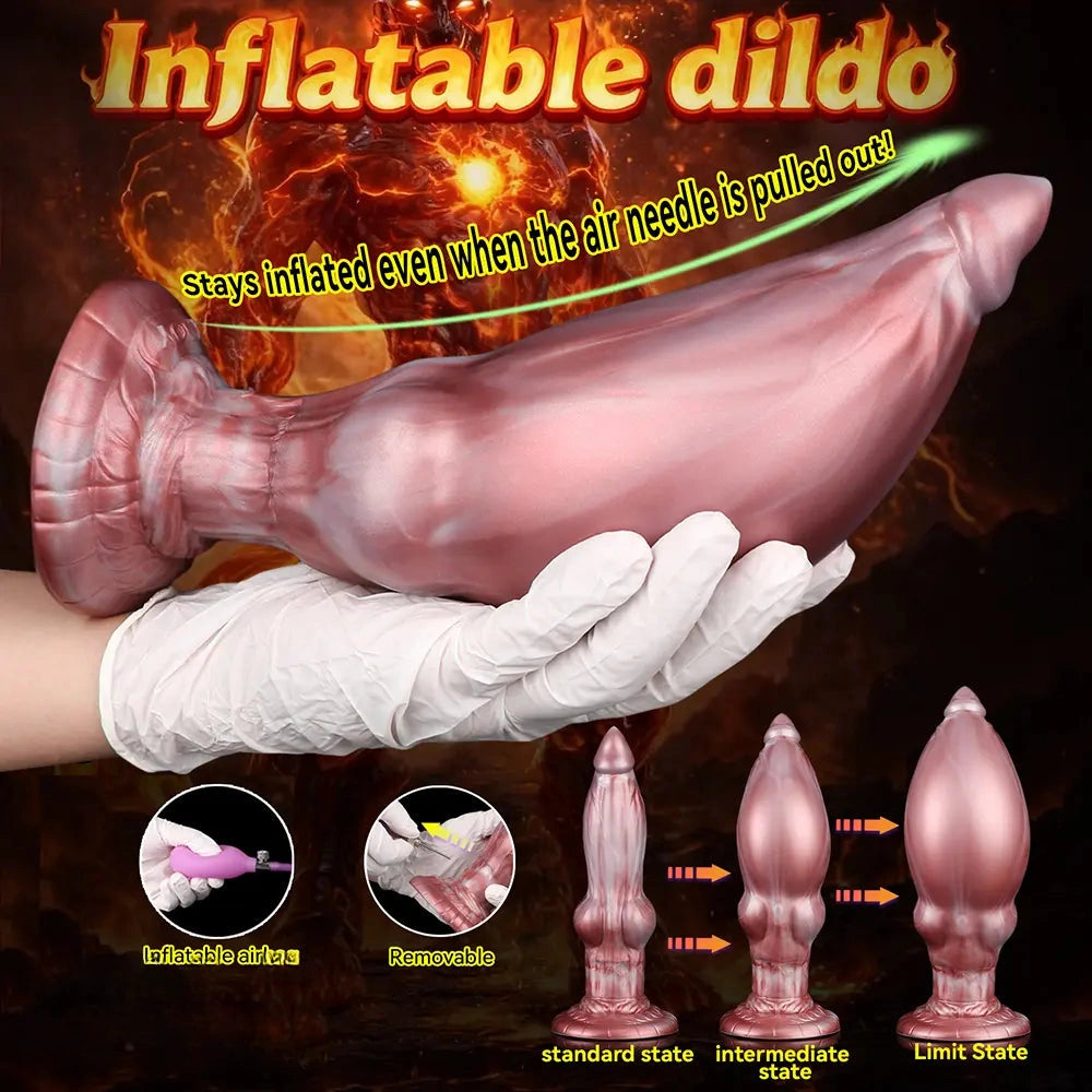 9.05in Inflatable Detachable Dual Layer Dildo High Elasticity Expansion Cock