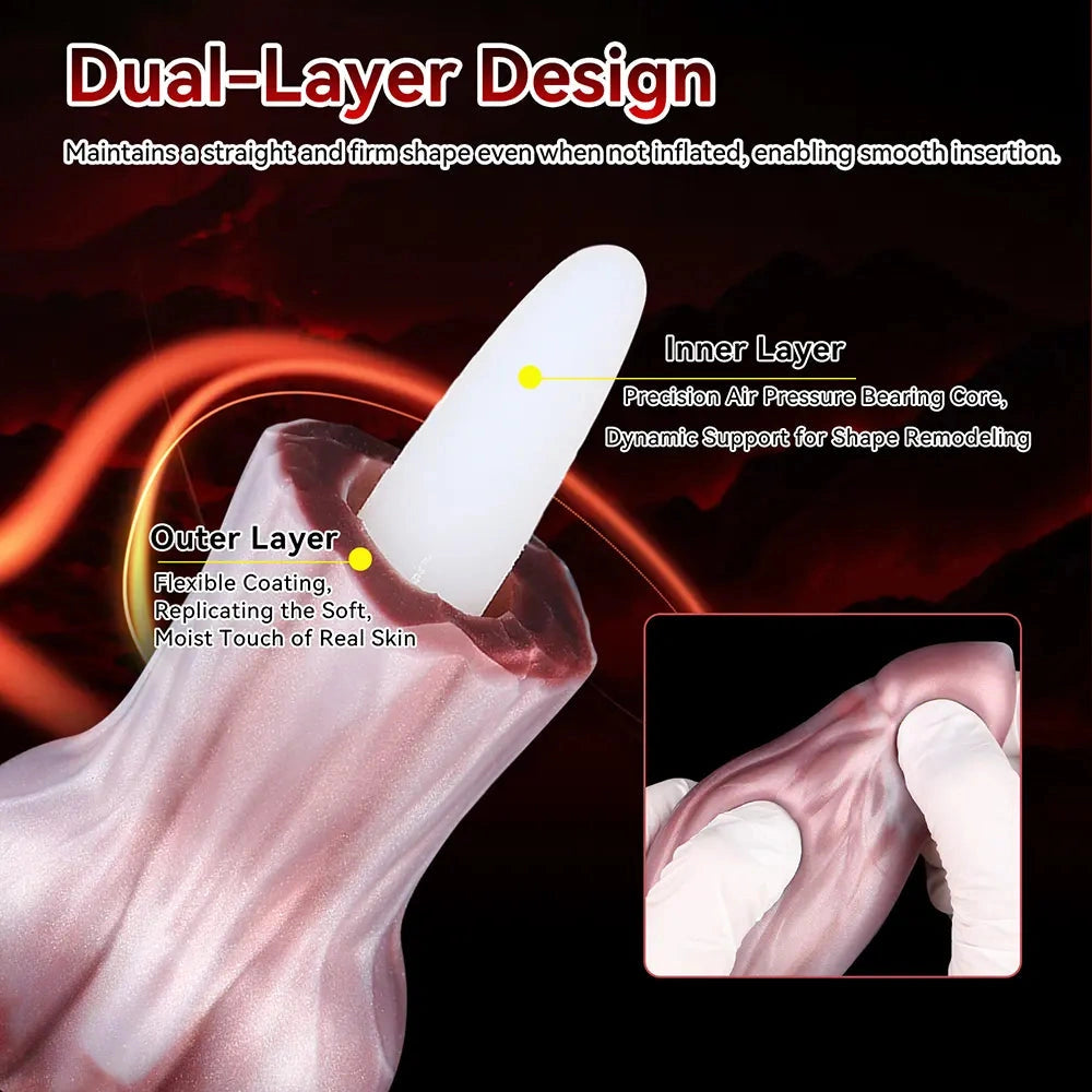9.05in Inflatable Detachable Dual Layer Dildo High Elasticity Expansion Cock