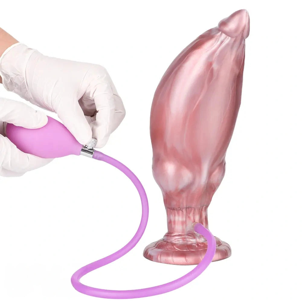 9.05in Inflatable Detachable Dual Layer Dildo High Elasticity Expansion Cock