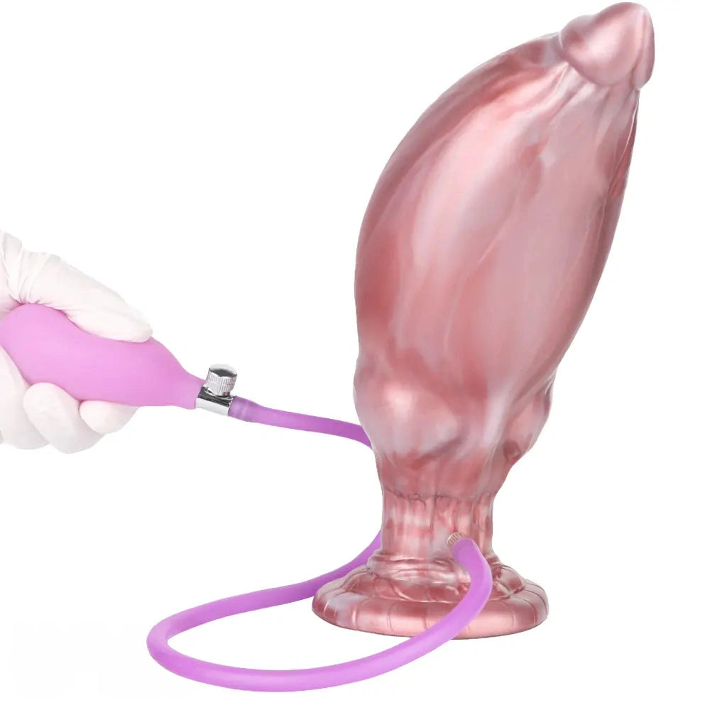 9.05in Inflatable Detachable Dual Layer Dildo High Elasticity Expansion Cock