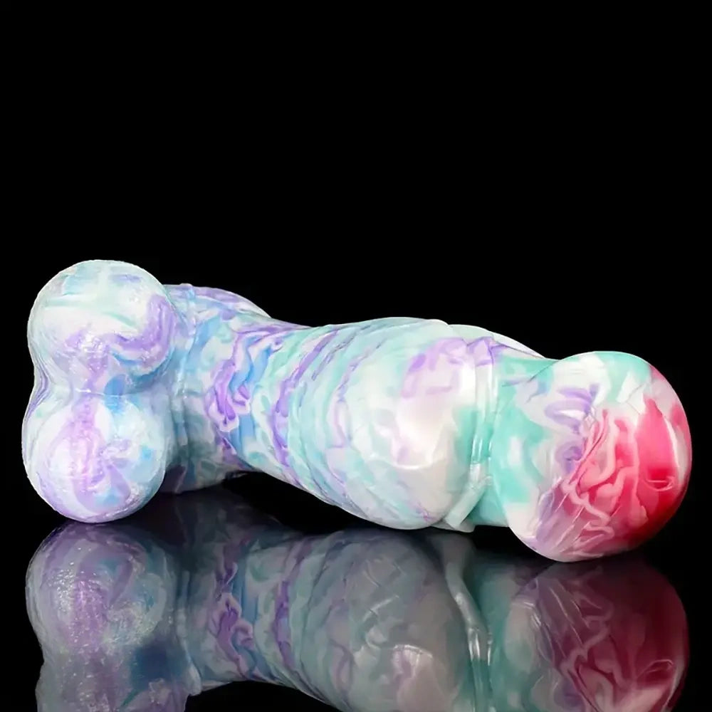 9.05in Large Testis Design Thick Silicone Soft G-Spot Anal Dildo