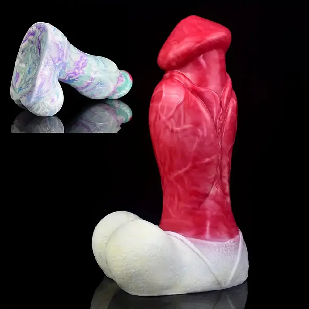 9.05in Large Testis Design Thick Silicone Soft G-Spot Anal Dildo