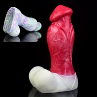 9.05in Large Testis Design Thick Silicone Soft G-Spot Anal Dildo