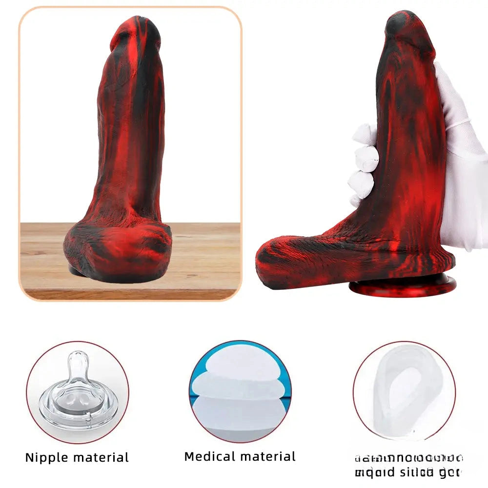 9.05in Large Thick Silicone Soft Mixed Color Dildo For Women Men