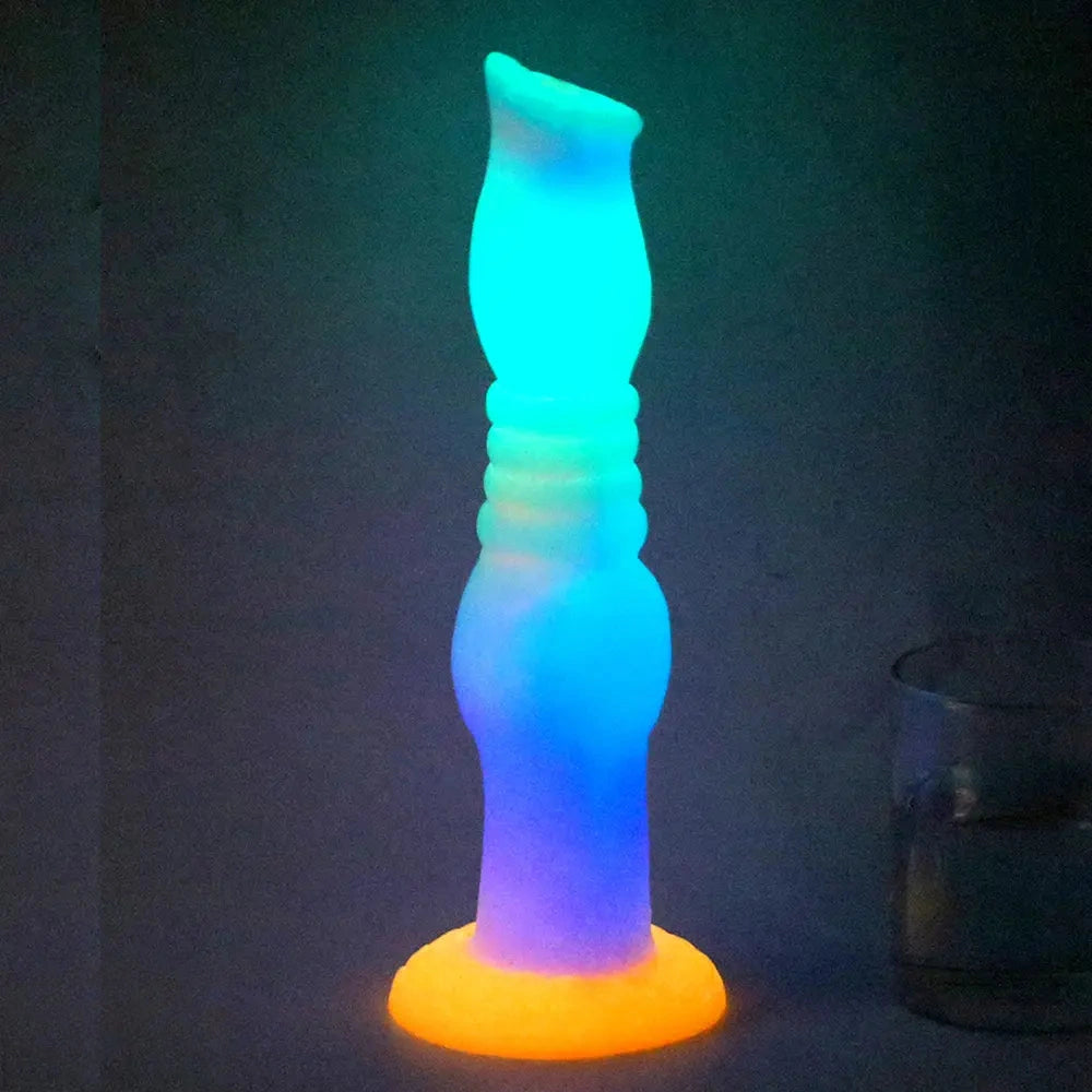 9.05in Luminous Dog Knot Silicone Big Dildo Adult Pleasure Product