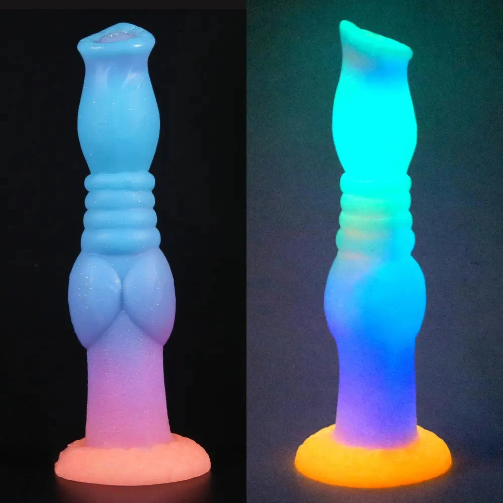 9.05in Luminous Dog Knot Silicone Big Dildo Adult Pleasure Product