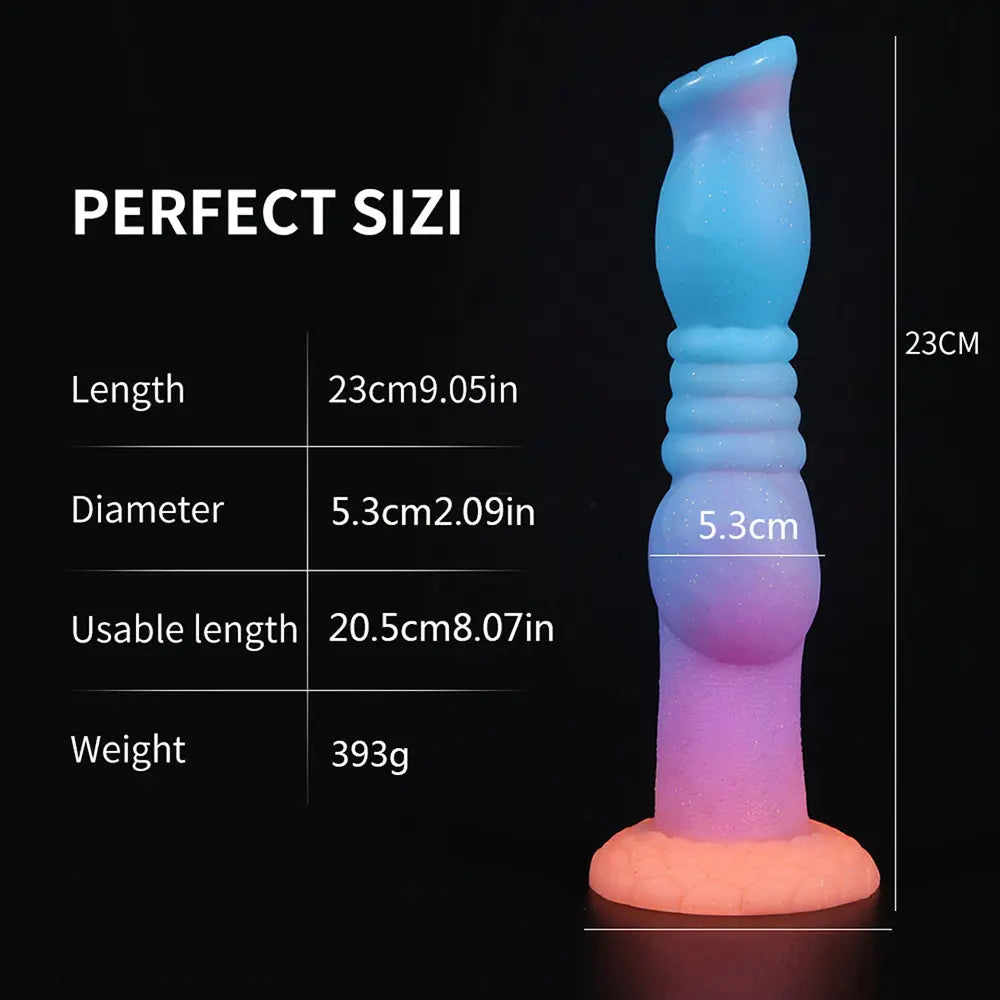 9.05in Luminous Dog Knot Silicone Big Dildo Adult Pleasure Product