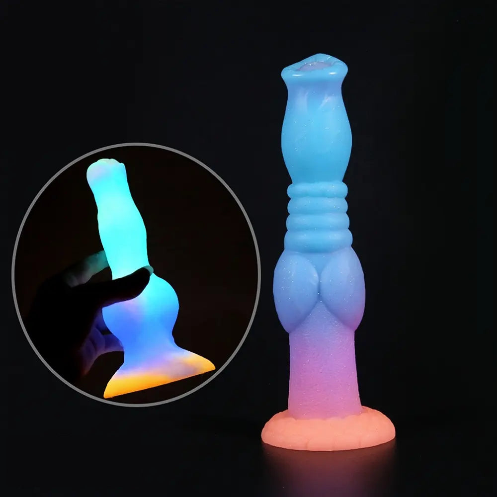 9.05in Luminous Dog Knot Silicone Big Dildo Adult Pleasure Product