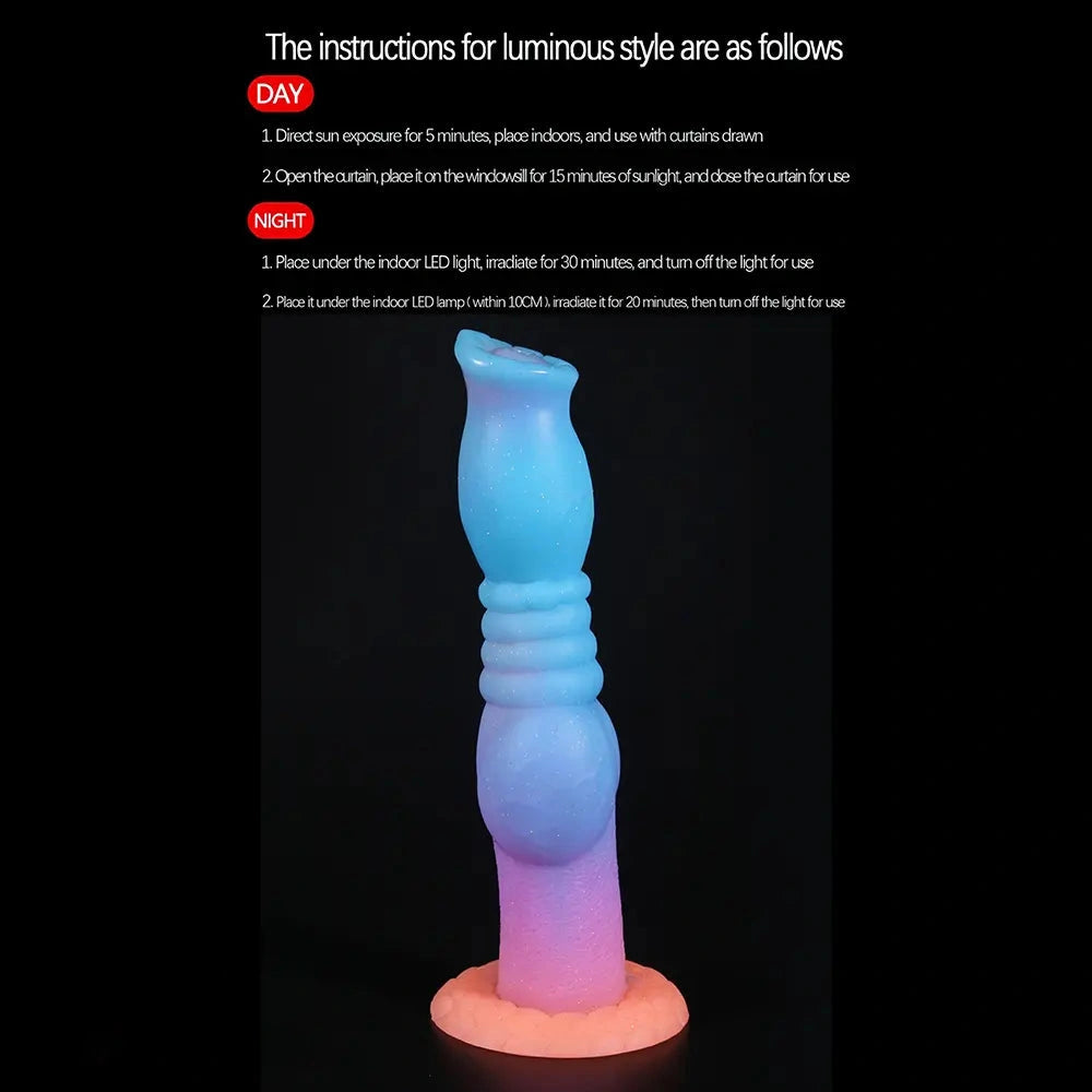 9.05in Luminous Dog Knot Silicone Big Dildo Adult Pleasure Product