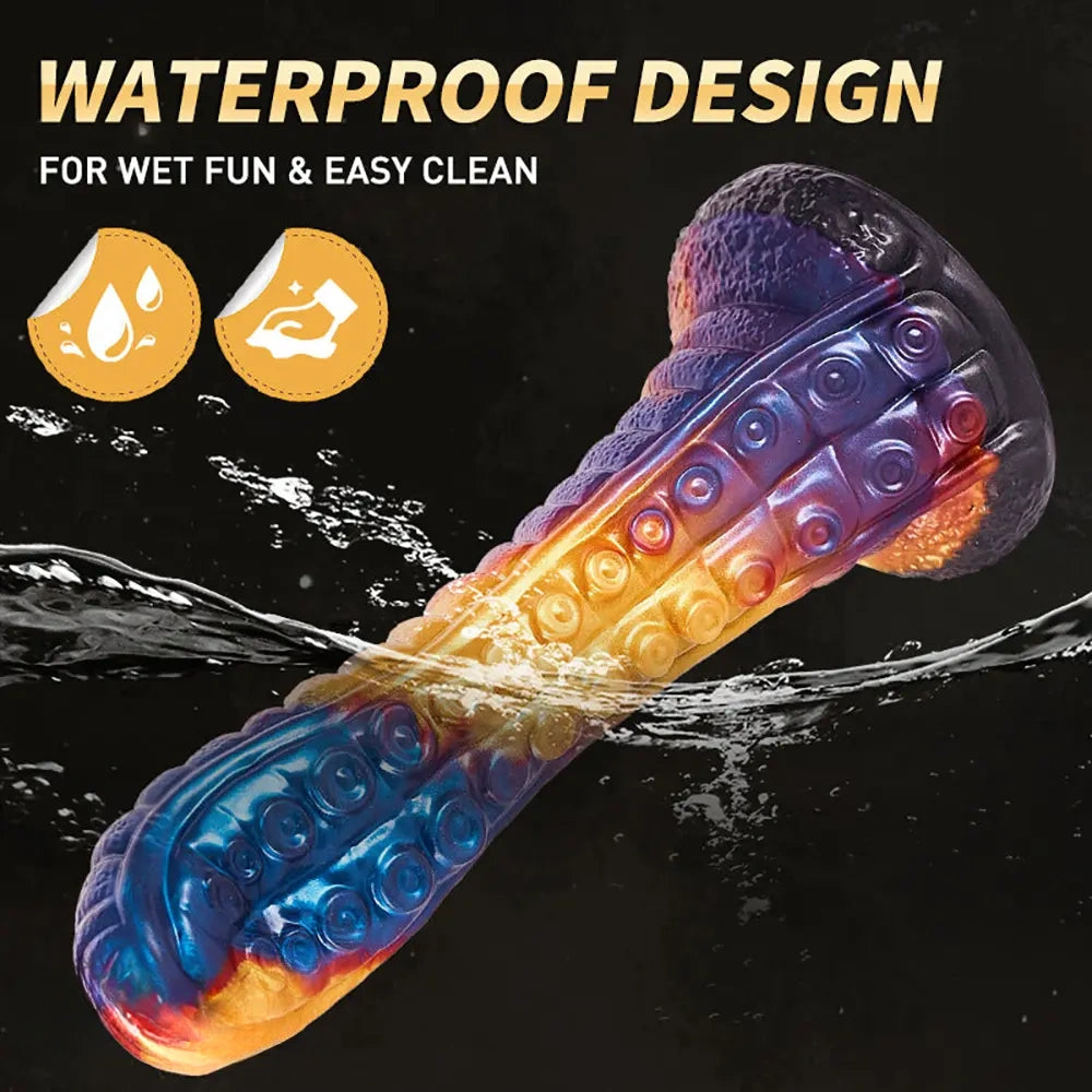 9.05in Monster Remote Control Vibrating Tentacle Thrusting Dildo
