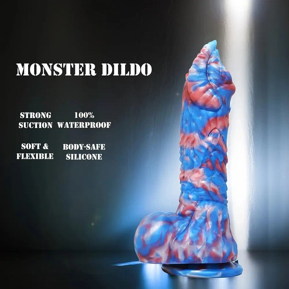 9.05in Monster Silicone Non-Realistic Fantasy Penis Dildo Female Sex Toy