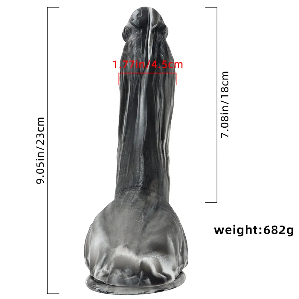 9.05in Premium Large Silicone Soft Mixed Color Dildo For Anus Vagina