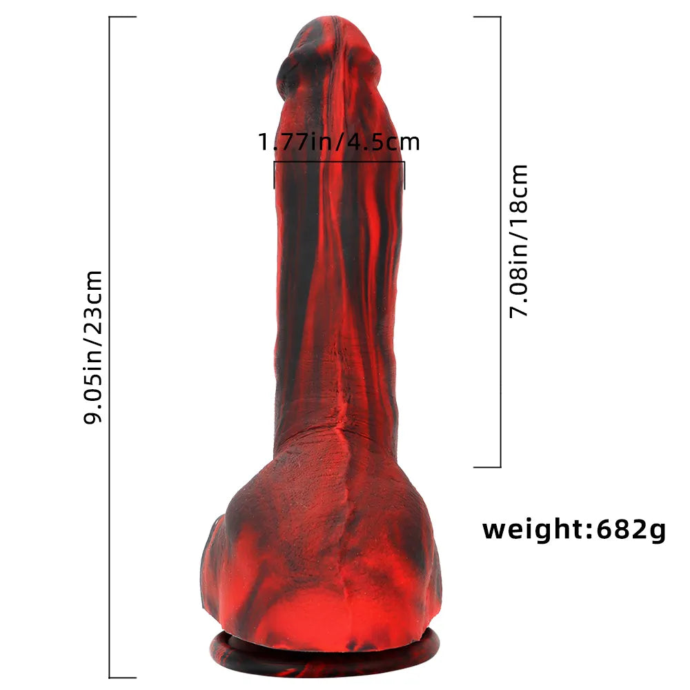 9.05in Premium Large Silicone Soft Mixed Color Dildo For Anus Vagina