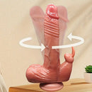 9.05in Rabbit Thrusting Tapping Heating Vibrating TPE Cock Dildo