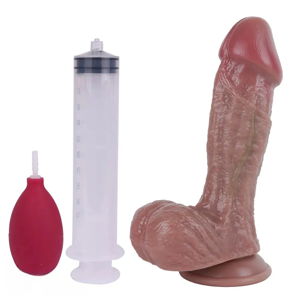 9.05in Real Skin Ejaculating Strap on Dildo For Beginners Advanced Users