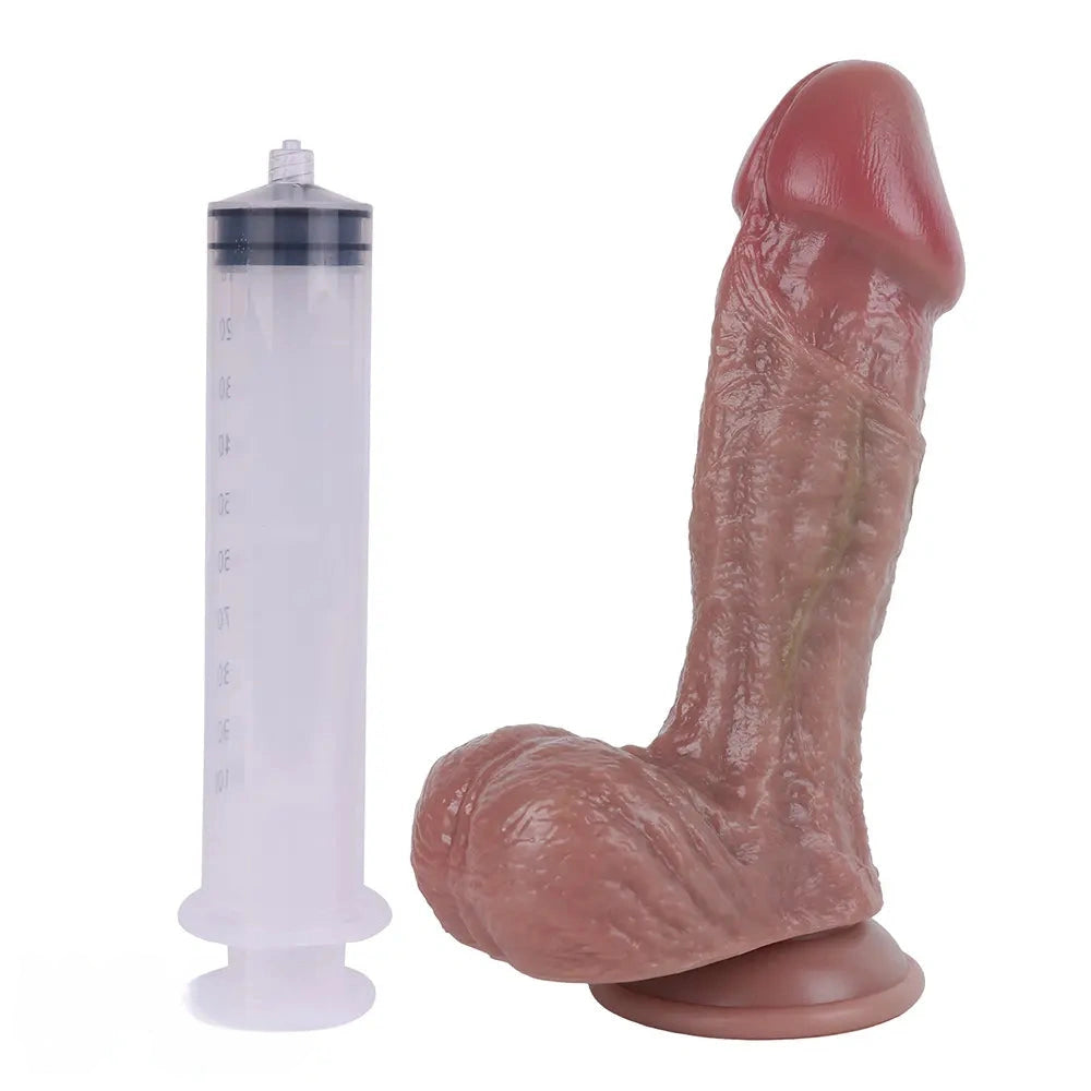 9.05in Real Skin Ejaculating Strap on Dildo For Beginners Advanced Users