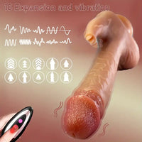 9.05in Real Thrusting Intense Vibrating Heating Auto Silicone Big Dildo