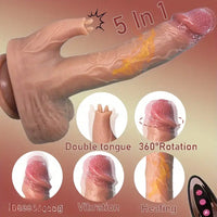 9.05in Real Thrusting Intense Vibrating Heating Auto Silicone Big Dildo