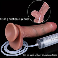 9.05in Realistic Liquid Silicone Spraying Simulates Foreskin-Like Dildo