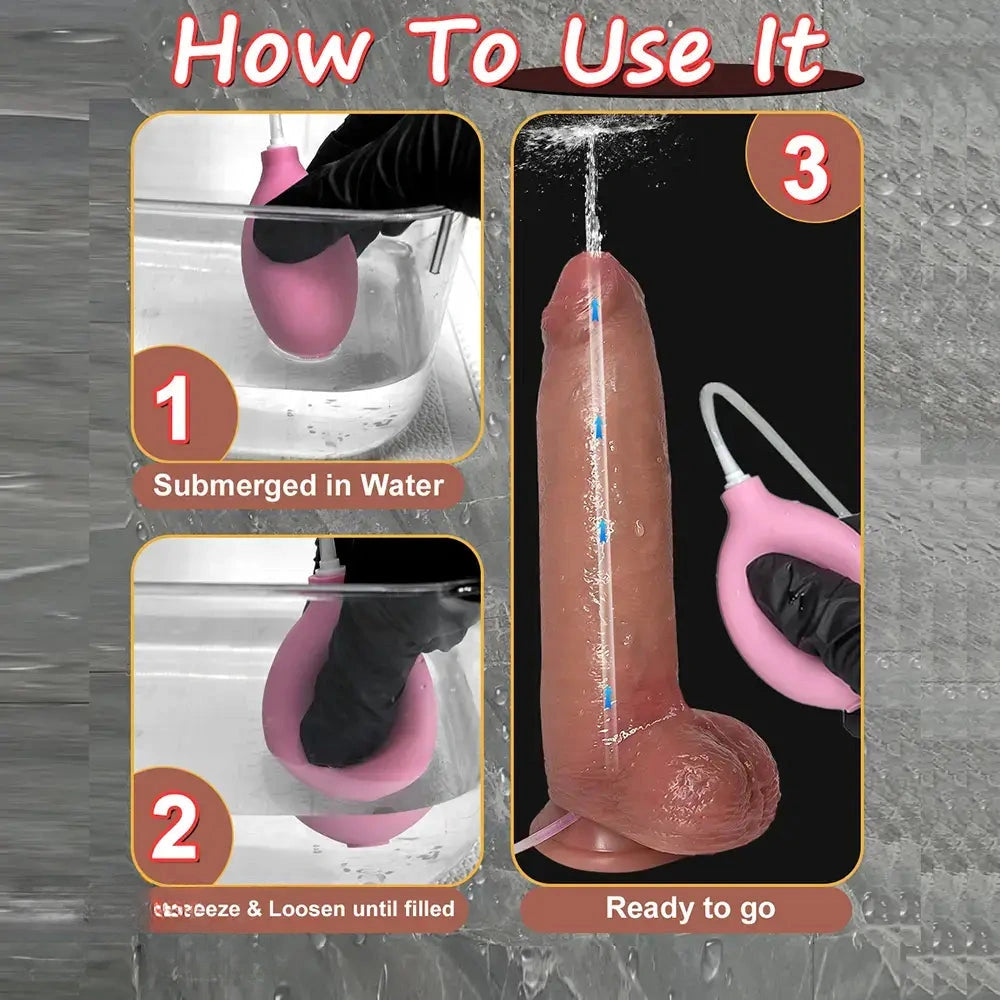 9.05in Realistic Squirting Silicone Real Strap on Dildo With Sliding Skin