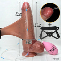 9.05in Realistic Squirting Silicone Real Strap on Dildo With Sliding Skin