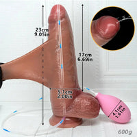 9.05in Realistic Squirting Silicone Real Strap on Dildo With Sliding Skin