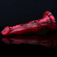 9.05in Silicone Soft Red Black Big Knot Dildo For Prostate Massage