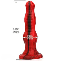 9.05in Silicone Soft Red Black Big Knot Dildo For Prostate Massage