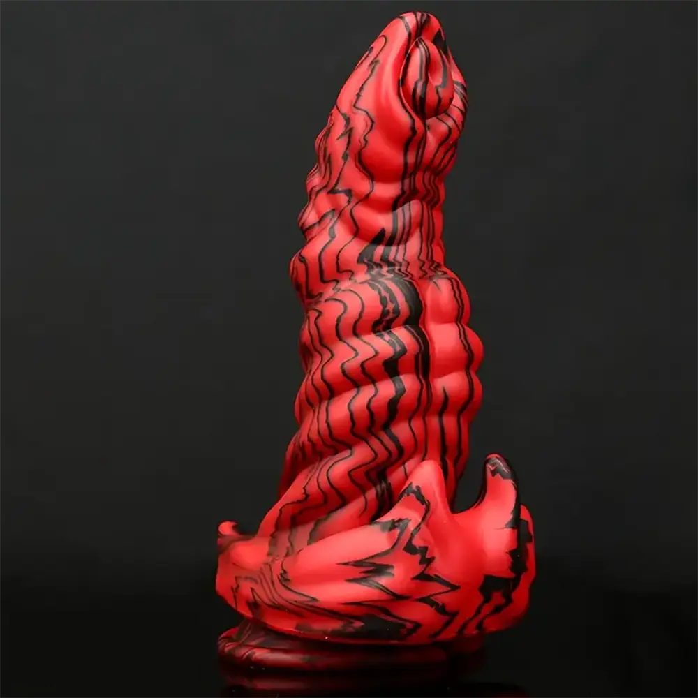 9.05in Silicone Soft Red Black Big Monster Dildo For Prostate Massage