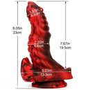 9.05in Silicone Soft Red Black Big Monster Dildo For Prostate Massage