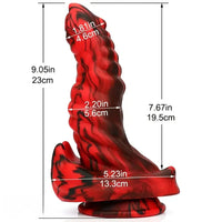9.05in Silicone Soft Red Black Big Monster Dildo For Prostate Massage