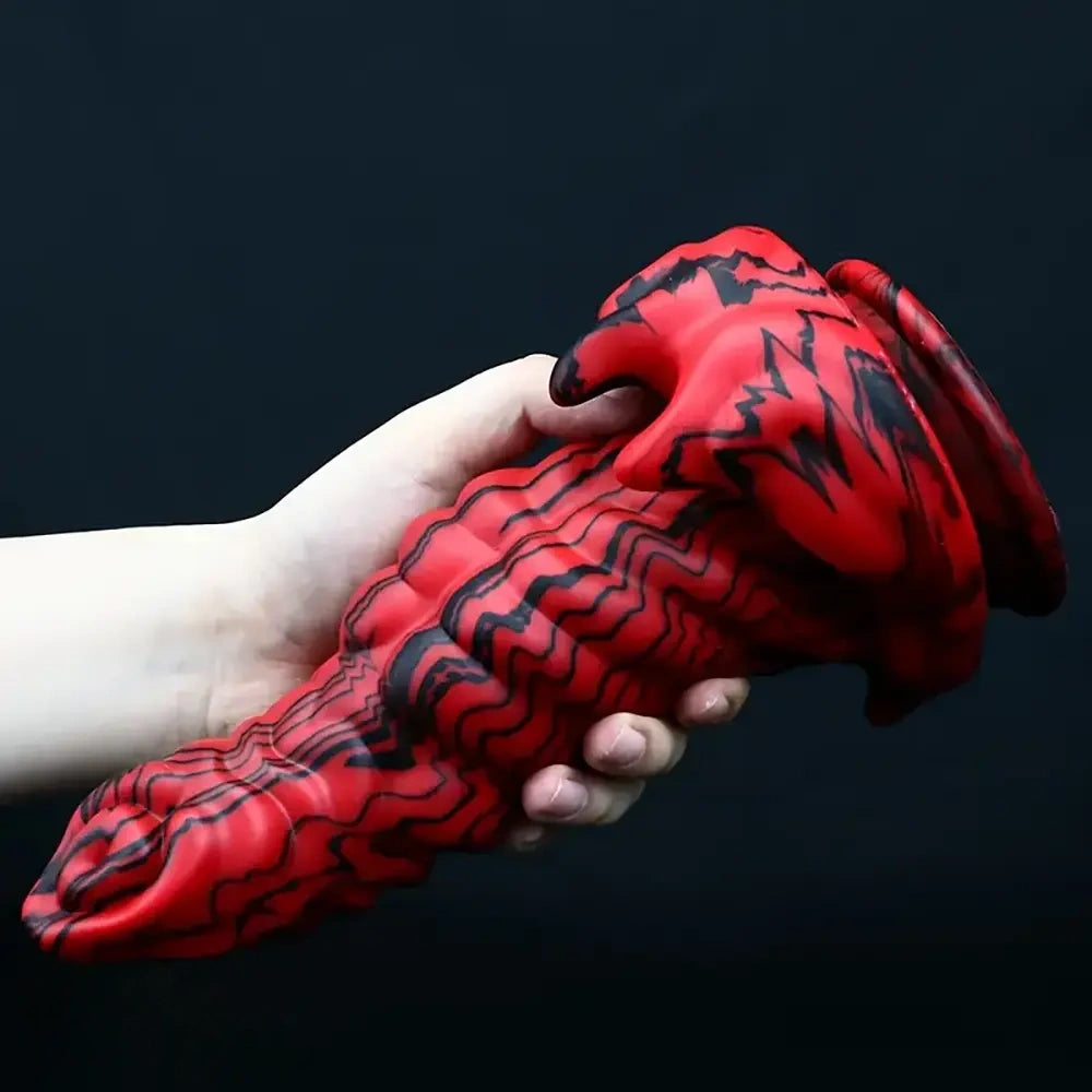 9.05in Silicone Soft Red Black Big Monster Dildo For Prostate Massage