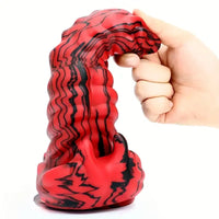 9.05in Silicone Soft Red Black Big Monster Dildo For Prostate Massage