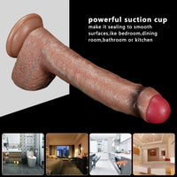 9.05in Soft Silicone Uncut Dildo Real Skin Feeling Dual Layer Dildo