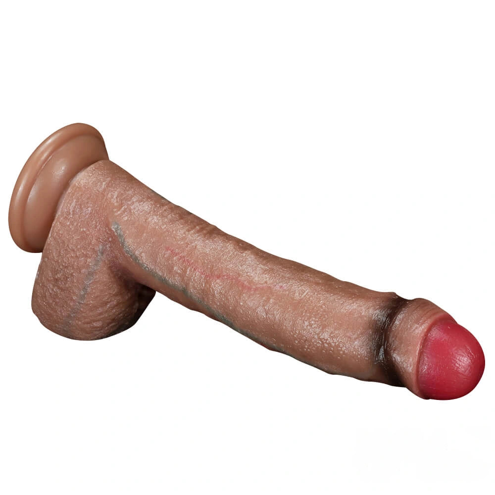 9.05in Soft Silicone Uncut Dildo Real Skin Feeling Dual Layer Dildo