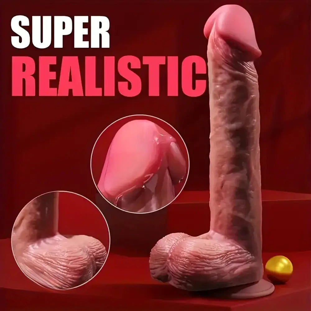 9.05in Soft Vibrating Thrusting Heating Big Lifelike Feeling Auto Dildo