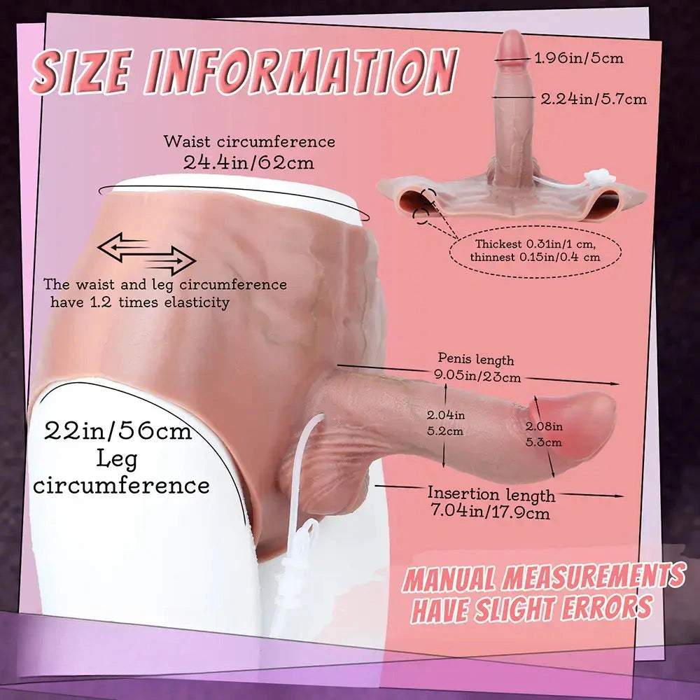 9.05in Squirting Dildo Panty Silicone Strap-on Dildo Solid Lesbian Dildo