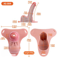 9.05in Strap on Large Hollow Silicone Cock Cage Dildo For Chastity Control