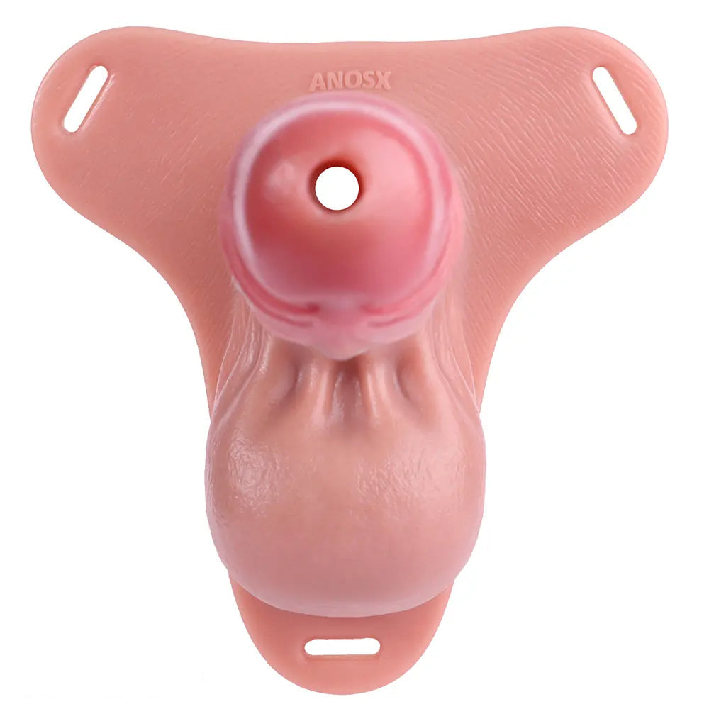 9.05in Strap on Large Hollow Silicone Cock Cage Dildo For Chastity Control