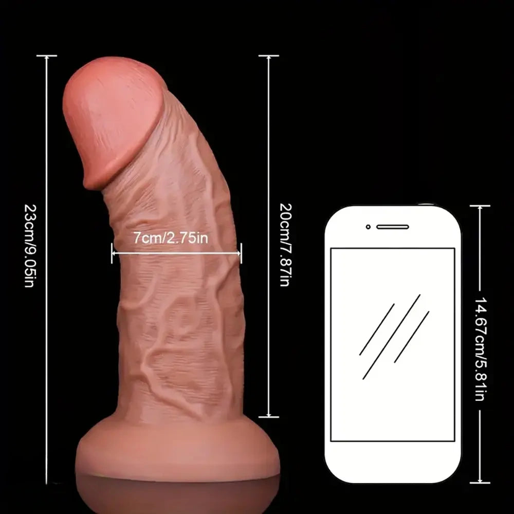 9.05in Thick Ball-Free Big Silicone Soft Dildo For Deep & Fast Sex Play