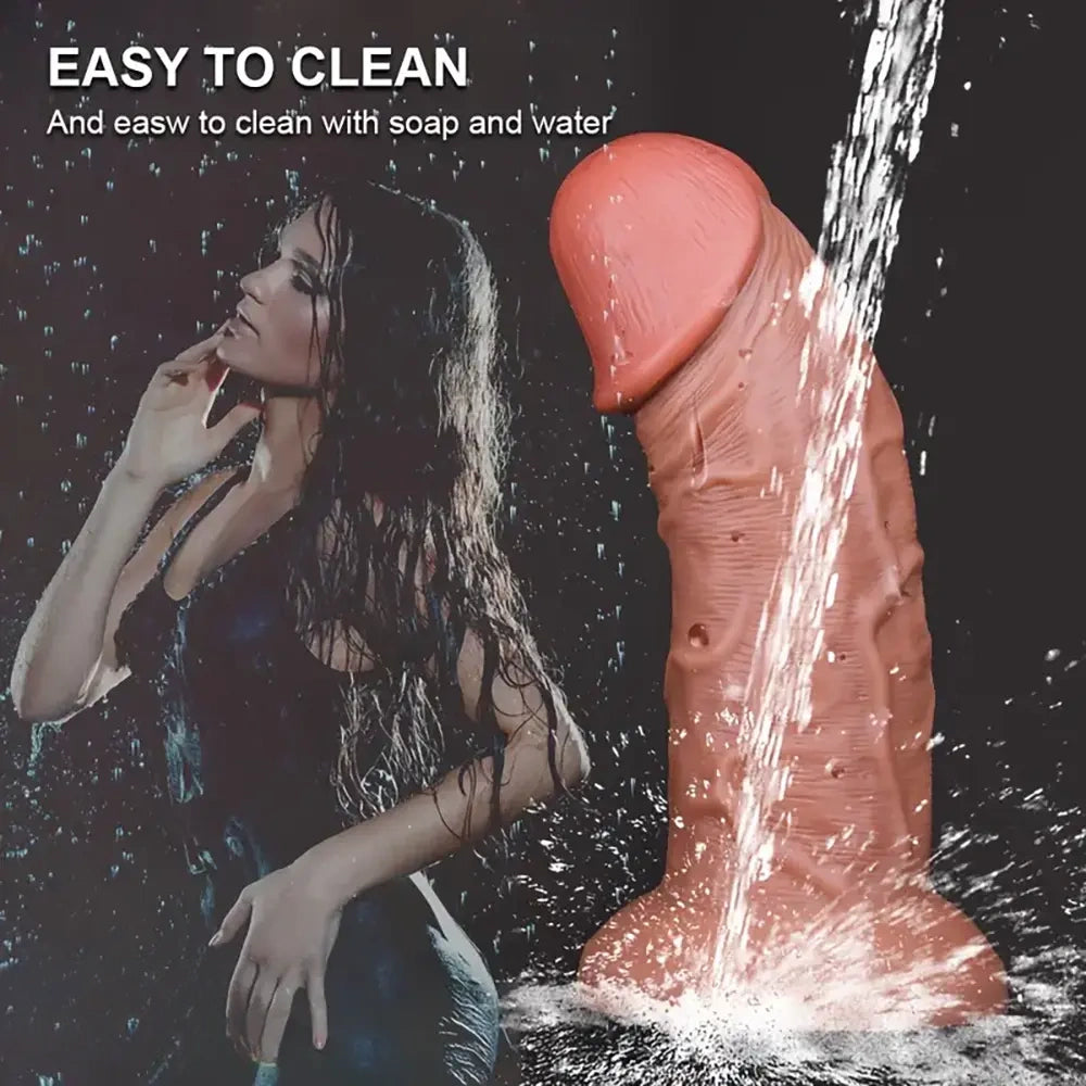 9.05in Thick Ball-Free Big Silicone Soft Dildo For Deep & Fast Sex Play