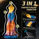 9.05in Thrusting Realistic Animal Monster Vibrating Odd Remote Dildo