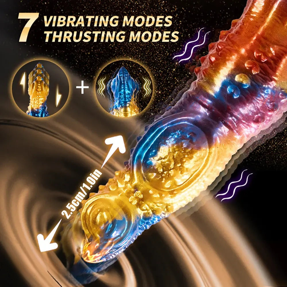 9.05in Thrusting Realistic Animal Monster Vibrating Odd Remote Dildo