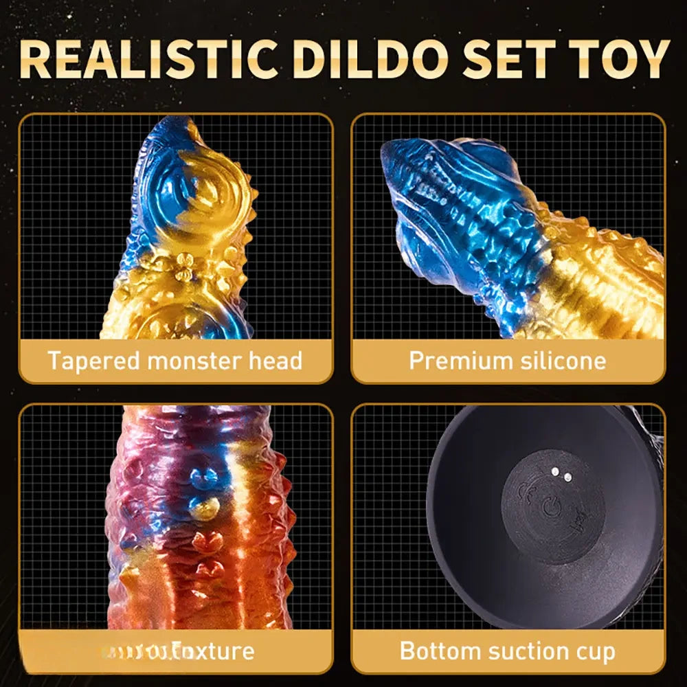 9.05in Thrusting Realistic Animal Monster Vibrating Odd Remote Dildo
